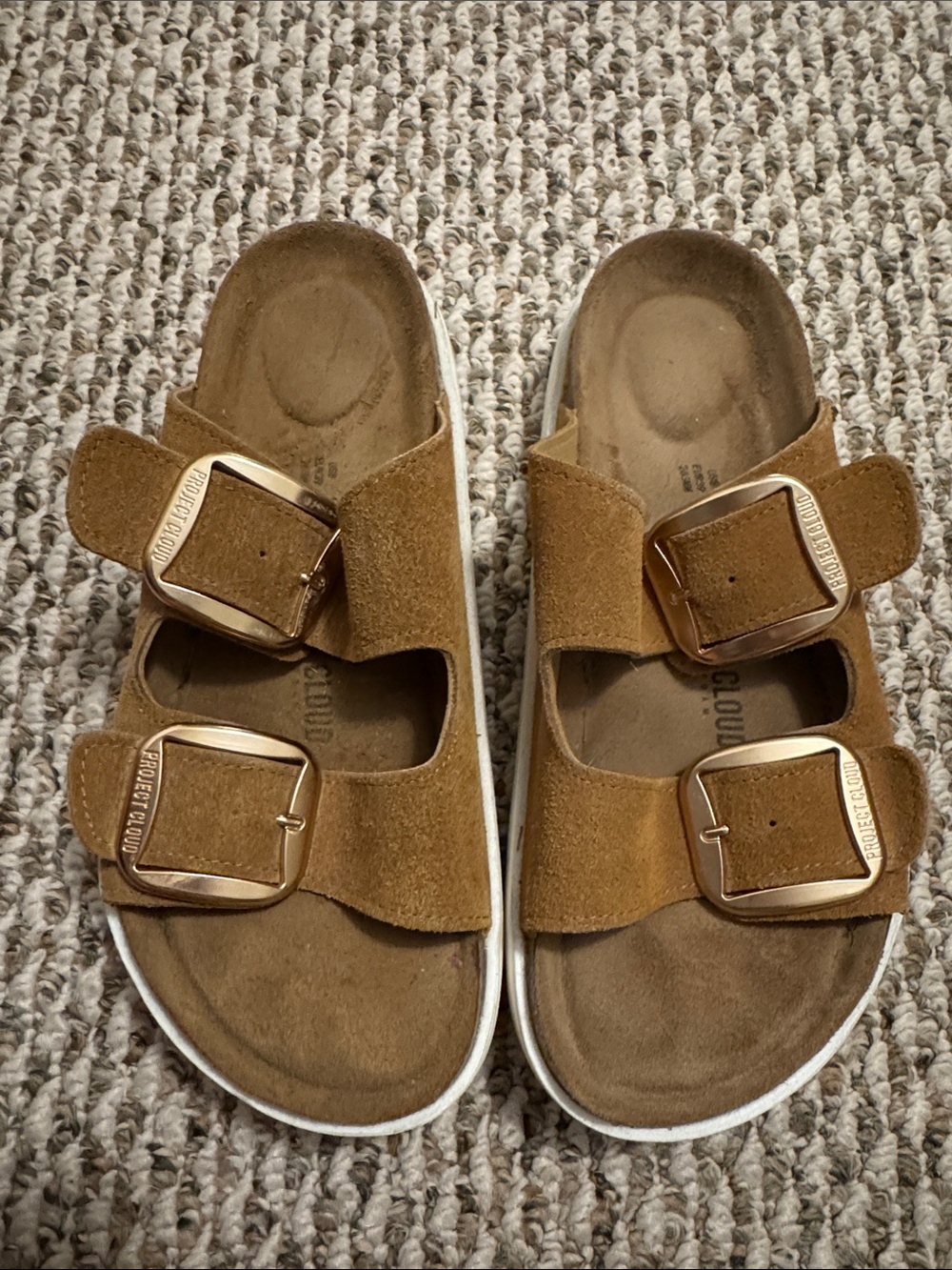 Birkenstock‑Style Brown Suede Double Strap Sandals